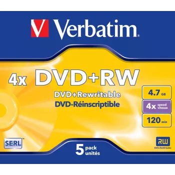 Verbatim VB-DPW44JC, DVD+RW, 120 mm, juvelyrinis dėklas, 5 vnt., 4,7 GB