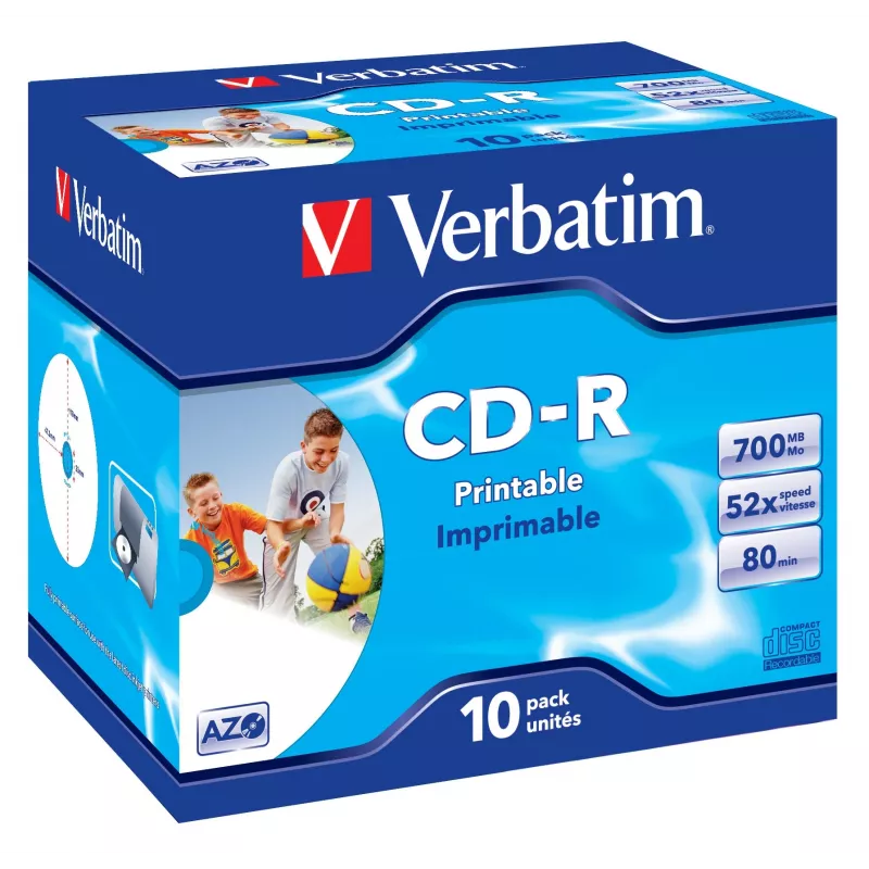 Verbatim CD-R AZO Wide Inkjet Printable 700 MB 52x 10 vnt.