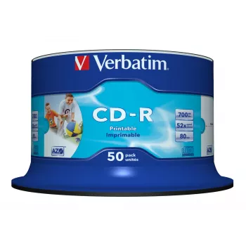 Verbatim CD-R AZO Wide Inkjet Printable no ID 700 MB 52x 50 vnt.