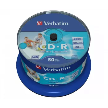 Verbatim CD-R AZO Wide Inkjet Printable no ID 700 MB 52x 50 vnt.