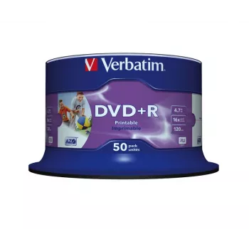 Verbatim DVD+R Wide Inkjet Printable No ID Brand, DVD+R, 120 mm, spausdinamas, ritė, 50 vnt., 4,7 GB