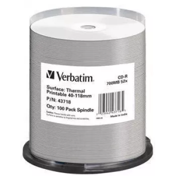 Verbatim CD-R Termiškai spausdinamas be ID prekės ženklo, 52x, CD-R, 120 mm, 700 MB, Verpstė, 100 vnt.