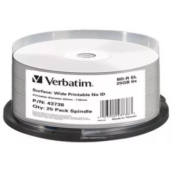 Verbatim BD-R SL 25GB 6x platus spausdinamas 25 vnt. pakuotėje ant veleno - be ID prekės ženklo
