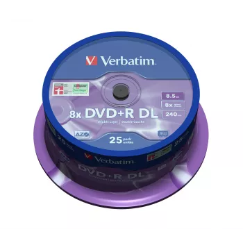 Verbatim DVD+R Double Layer 8x Matt Sidabrinė 25pk Spindle