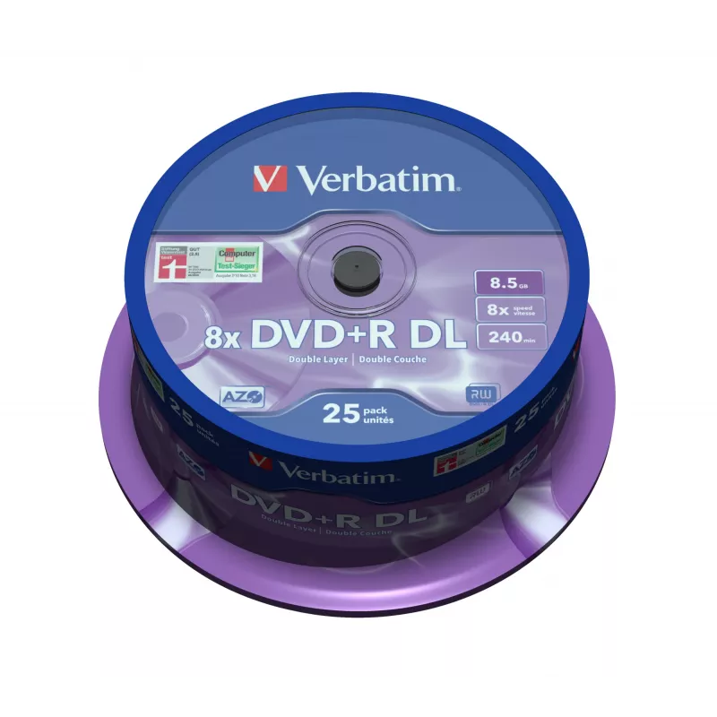 Verbatim DVD+R Double Layer 8x Matt Sidabrinė 25pk Spindle