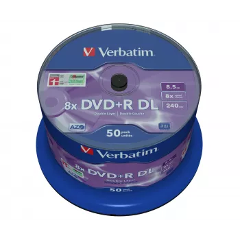 Verbatim DVD+R Double Layer 8x Matt Sidabrinė 50pk Spindle, DVD+R DL, 120 mm, Spindle, 50 vnt., 8.5 GB