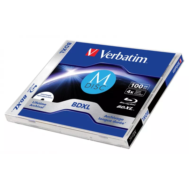 Verbatim MDISC Lifetime archyvinis BDXL 100 GB – vienas diskas, 100 GB, BDXL, Jewelcase, 1 vnt.