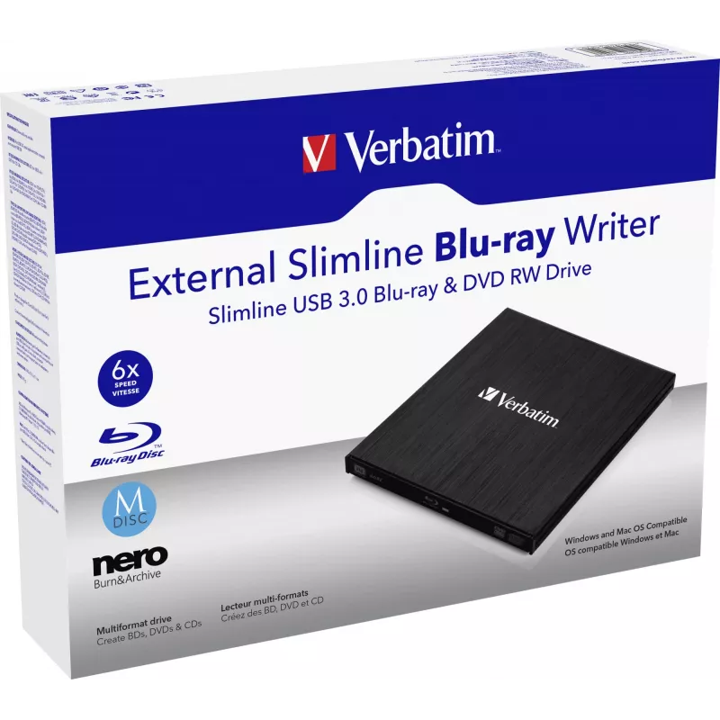 Išorinis plonas optinis diskų įrenginys Blu-Ray RW Verbatim 43890