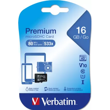 MicroSDHC Verbatim Premium 16 GB Class 10 juoda 44010