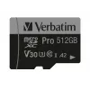 Verbatim Pro U3 512GB Micro SDXC kortelė, 512 GB, MicroSDXC, Class 10, UHS-I, 100 MB/s, 90 MB/s