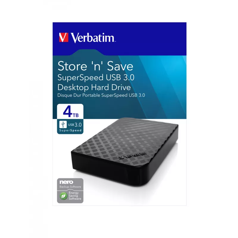 Verbatim Store 'n' Save 4TB USB 3.0, 4 TB, 3.2 Gen 1 (3.1 Gen 1), juoda
