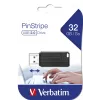 Verbatim PinStripe - USB atmintinė 32 GB - juoda, 32 GB, USB Type-A, 2.0, 10 MB/s, slankiklis, juoda