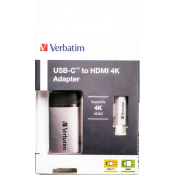 “Verbatim 49143” vaizdo kabelio adapteris 0,1 m USB Type-C HDMI juoda, sidabrinė