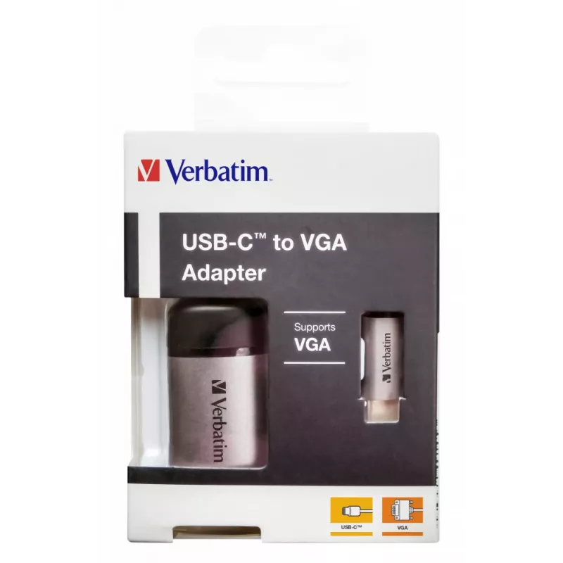 Verbatim 49145 vaizdo kabelio adapteris 0,01 m USB Type-C VGA (D-Sub) Juoda, Sidabrinė