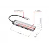 Verbatim USB-C daugiafunkcis šakotuvas, keturių prievadų, USB 3.2 Gen 1, USB 3.2 Gen 1 (3.1 Gen 1) Type-C, USB 3.2 Gen 1 (3.1 Gen 1) Type-A, 5000 Mbit/s, pilka, aliuminis, plastikas, 0,15 m