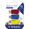 Verbatim Store 'n' Click - USB 2.0 įrenginys 3.2 GEN1 - 3x16 GB - raudona/mėlyna/geltona