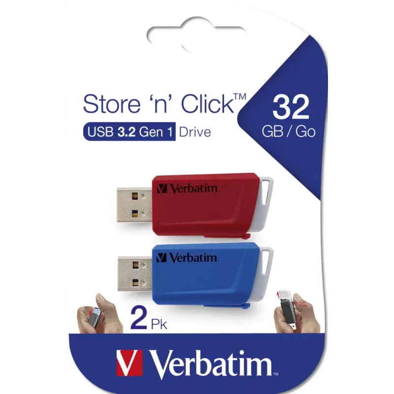 Verbatim Store 'n' Click - USB 2.0 Drive 3.2 GEN1 - 2x32 GB - raudona/mėlyna