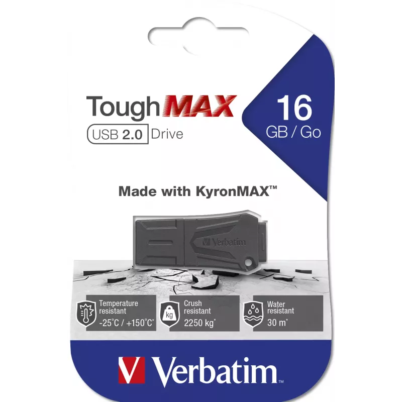 Verbatim ToughMAX - USB Drive 16 GB - Juoda