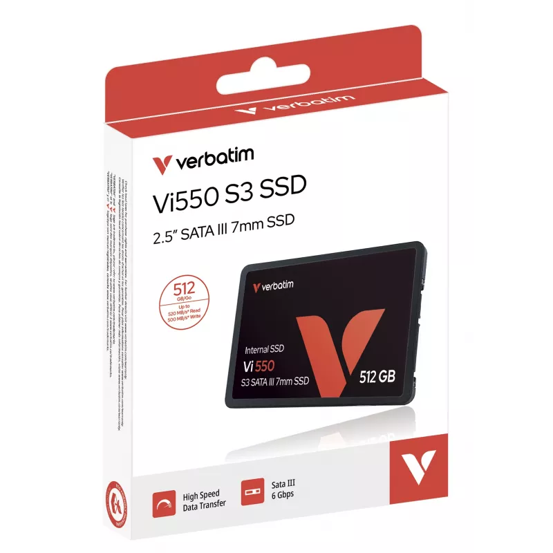 Verbatim Vi550 S3 SSD 512GB, 512 GB, 2,5 colio, 520 MB/s, 6 Gbit/s