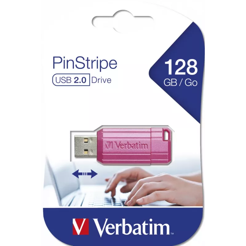 Verbatim PinStripe USB atmintinė 128 GB USB Type-A 2.0 Rožinė