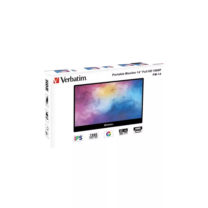 Verbatim 49590 kompiuterio monitorius 35,6 cm (14 colių) 1920 x 1080 pikseliai Full HD LCD juodas