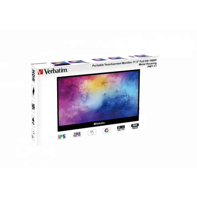 Verbatim 49593 kompiuterio monitorius 43,9 cm (17,3 colių) 1920 x 1080 pikselių Full HD LCD jutiklinis ekranas Juodas