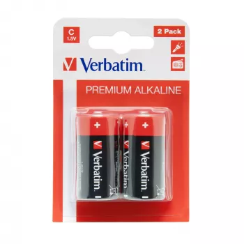 Verbatim C šarminės baterijos, vienkartinė baterija, šarminė, 1,5 V, 2 vnt., įvairiaspalvė, 26,2 mm