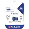 Verbatim Dual - USB 3.0 atmintinė 32 GB - USB-C / USB-A - mėlyna, 32 GB, USB A tipo / USB C tipo, 3.2 Gen 1 (3.1 Gen 1), be dangtelio, 3,6 g, juoda, mėlyna, sidabrinė
