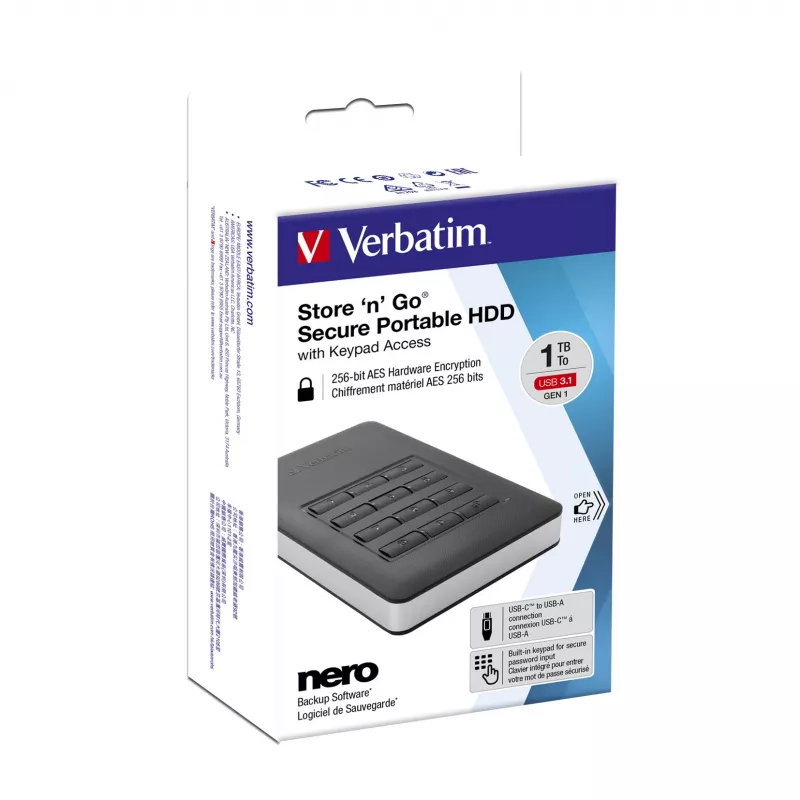 Verbatim Store 'n' Go Secure Portable HDD su klaviatūros prieiga 2 TB