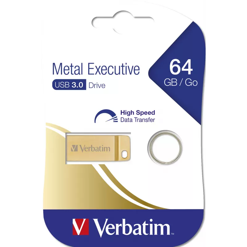 Verbatim Metal Executive - USB 3.0 atmintukas 64 GB - auksinis, 64 GB, USB Type-A, 3.2 Gen 1 (3.1 Gen 1), be dangtelio, 3,6 g, auksinis