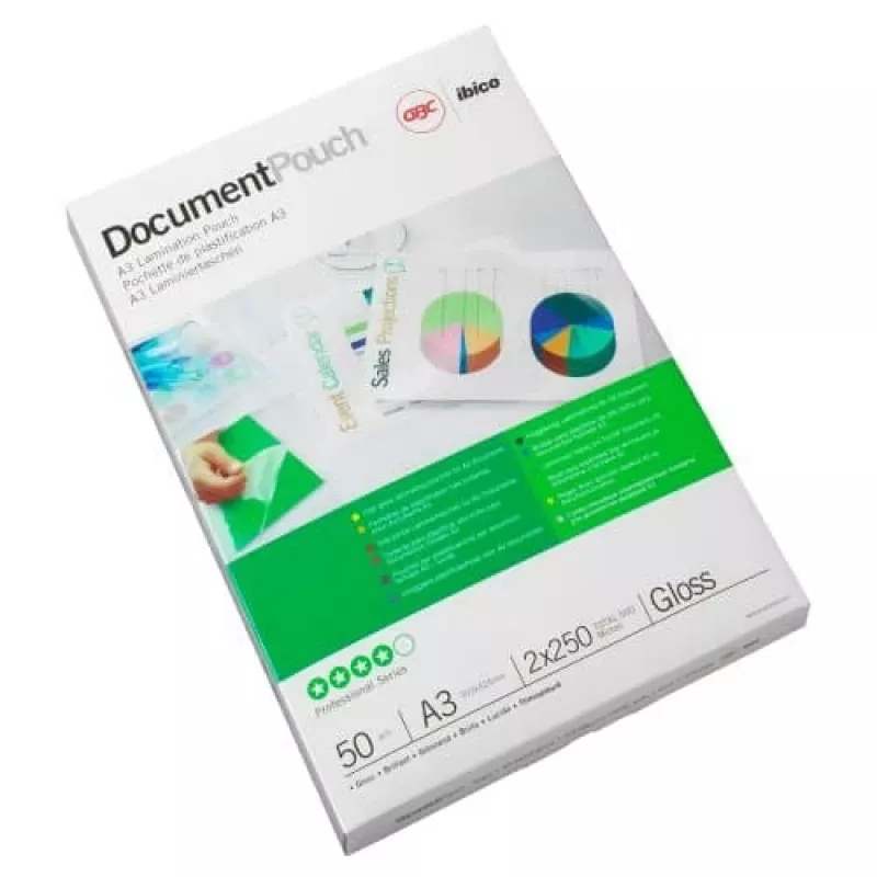 GBC Document Laminating Pouches A3 2x37.5 Micron Gloss (100)