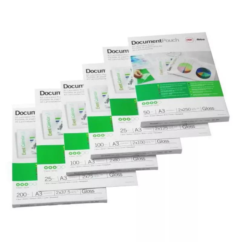GBC laminavimo plėvelės A3 75 mikronų, blizgios, permatomos, A3, 303 mm, 0,15 mm, 426 mm