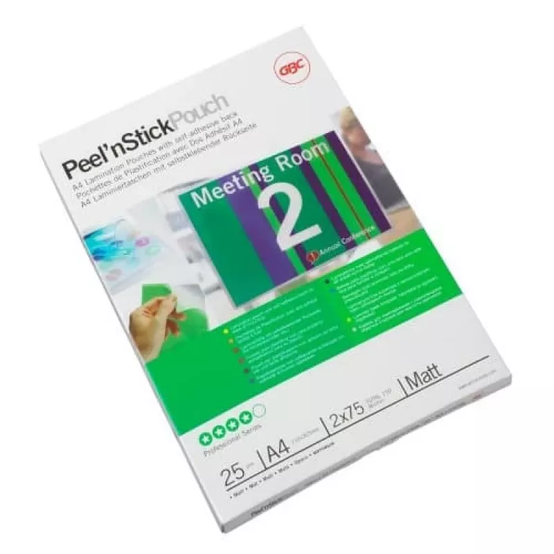 GBC laminavimo plėvelė A4 lipni matinė 75 mikronų, blizgi, A4, 0,15 mm, 25 vnt.