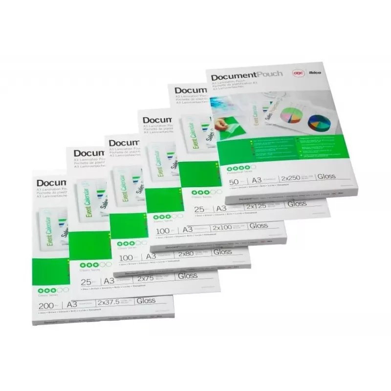 GBC Laminavimo plėvelė A3 lipni 125 mikronų, blizgi, permatoma, A3, 0.25 mm, 303 mm, 426 mm
