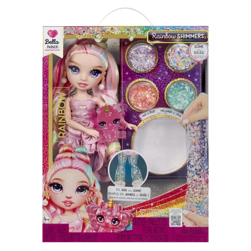 Rainbow High Rainbow Shimmers su šlamučiu mados lėlė - Bella (rožinė)