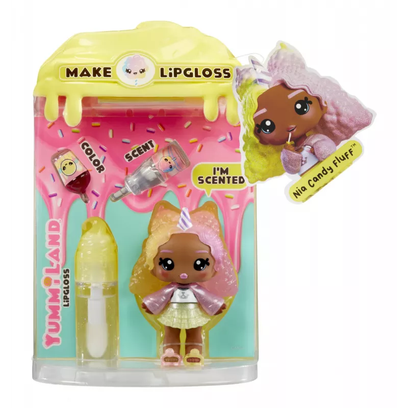 MGA Entertainment Yummiland lūpų blizgesio lėlė 2 serija - Cukraus vata (Nia Candy Fluff)
