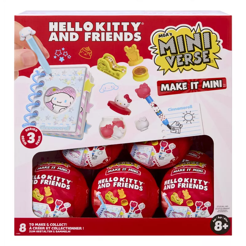 Miniverse Make It Mini Hello Kitty and Friends Series 3, 8 m., Hello Kitty, įvairiaspalvis, plastikas, derva