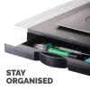 „Fellowes“ kompiuterio monitoriaus stovas su 5 aukščio reguliavimais – „Office Suites“ monitoriaus pakyla su laikymo dėklu – ergonomiškas reguliuojamas kompiuterio monitoriaus stovas – maks. svoris 36 kg / maks. dydis 28 coliai – grafitas