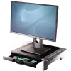 „Fellowes“ kompiuterio monitoriaus stovas su 5 aukščio reguliavimais – „Office Suites“ monitoriaus pakyla su laikymo dėklu – ergonomiškas reguliuojamas kompiuterio monitoriaus stovas – maks. svoris 36 kg / maks. dydis 28 coliai – grafitas