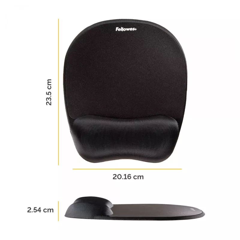 Fellowes pelės kilimėlis su riešo atrama, atminties putų pelės kilimėlis, ergonomiškas pelės kilimėlis, juodas