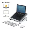 Fellowes nešiojamojo kompiuterio stovas stalui – Office Suites Plus reguliuojamas nešiojamojo kompiuterio stovas namams ir biurui – nešiojamojo kompiuterio pakyla su 5 aukščio reguliavimo padėtimis – maks. monitoriaus dydis 17 colių, maks. svoris 5 kg – juoda/sidabrinė