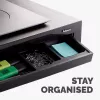 Fellowes kompiuterio monitoriaus stovas su 3 aukščio reguliavimais - Designer Suites monitoriaus pakyla su daiktadėže - ergonominis reguliuojamas monitoriaus stovas kompiuteriams - maks. svoris 18 kg / maks. dydis 21 col. - juoda/perlamutrinė