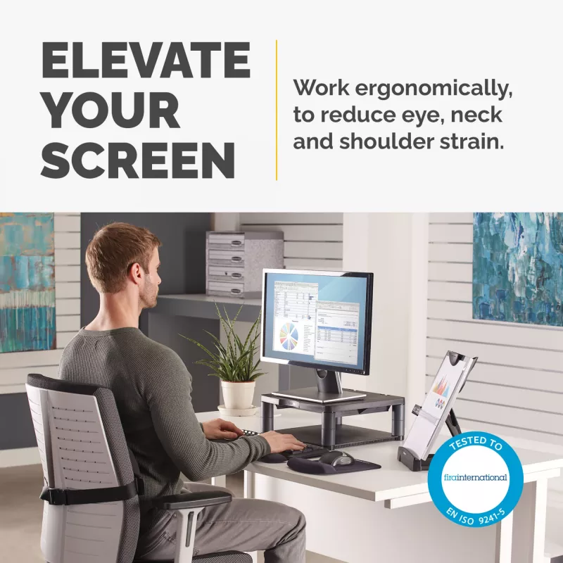 Fellowes Premium Monitor Riser Graphite, laisvai pastatomas, 36 kg, 53,3 cm (21 col.), aukščio reguliavimas, grafito spalvos