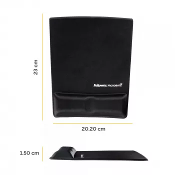 Fellowes pelės kilimėlis su riešo atrama - Health-V pelės kilimėlis su antibakterine apsauga - ergonominis pelės kilimėlis kompiuteriui, nešiojamam kompiuteriui, namų biurui - juodas