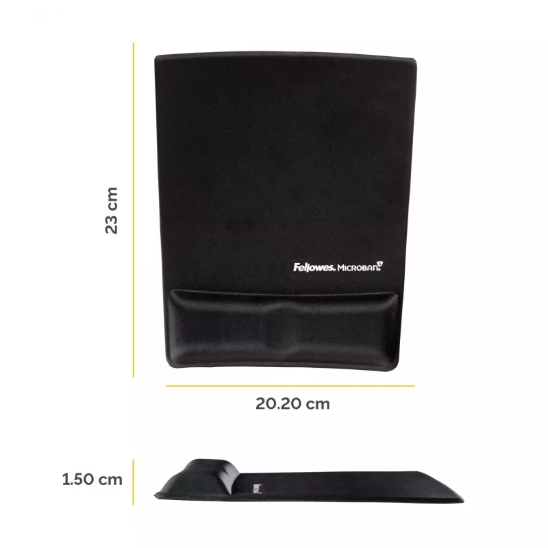 Fellowes pelės kilimėlis su riešo atrama - Health-V pelės kilimėlis su antibakterine apsauga - ergonominis pelės kilimėlis kompiuteriui, nešiojamam kompiuteriui, namų biurui - juodas