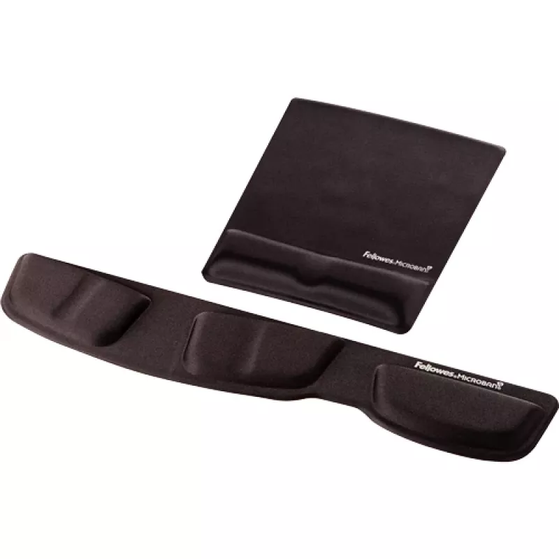 Fellowes pelės kilimėlis su riešo atrama - Health-V pelės kilimėlis su antibakterine apsauga - ergonominis pelės kilimėlis kompiuteriui, nešiojamam kompiuteriui, namų biurui - juodas