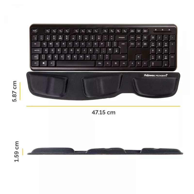 Fellowes klaviatūros riešo atrama - Health-V riešo atrama su antibakterine apsauga - ergonominė riešo atrama kompiuteriui, nešiojamam kompiuteriui, namų biuro naudojimui - juoda
