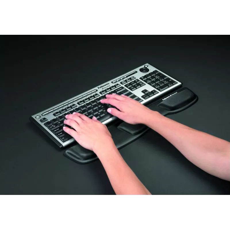 Fellowes klaviatūros riešo atrama - Health-V riešo atrama su antibakterine apsauga - ergonominė riešo atrama kompiuteriui, nešiojamam kompiuteriui, namų biuro naudojimui - juoda