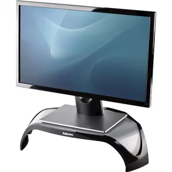Fellowes kompiuterio monitoriaus stovas su 3 aukščio reguliavimais - Smart Suites monitoriaus pakyla - ergonomiškas reguliuojamas monitoriaus stovas kompiuteriams - maks. svoris 10 kg / maks. dydis 21 col. - juodas