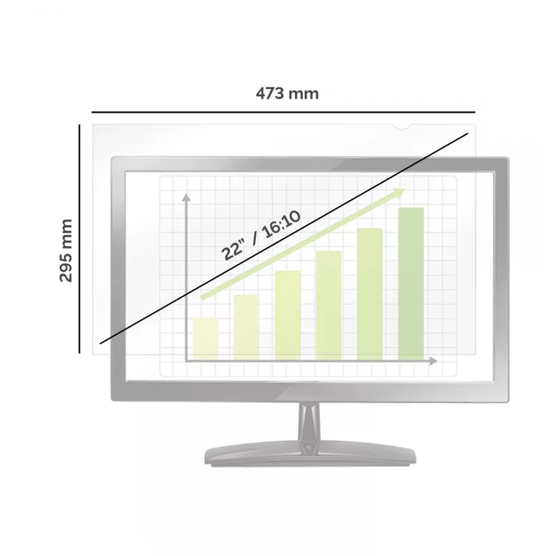 Fellowes PrivaScreen privatumo filtras, 55,9 cm (22 col.), 16:10, monitoriui, berėmis ekrano privatumo filtras, apsauga nuo akinimo, privatumas, 110 g
